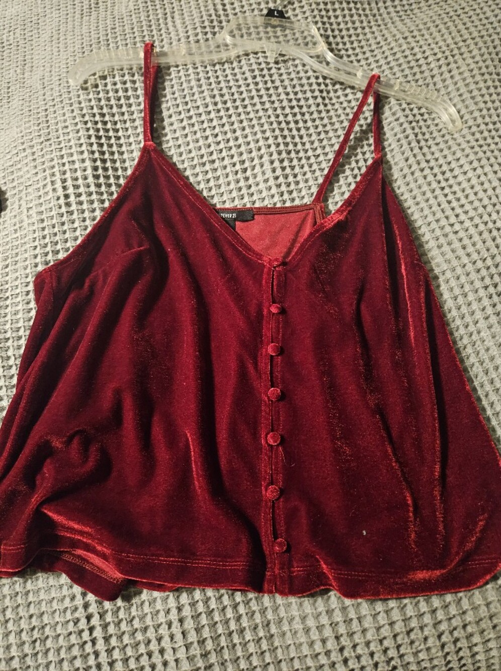 Forever 21 Red Velvet Button-Front Cami Tank